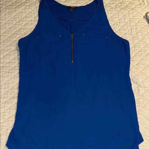 Express Cobalt Blue Zip-Front Sleeveless Tank - Picture 1 of 4